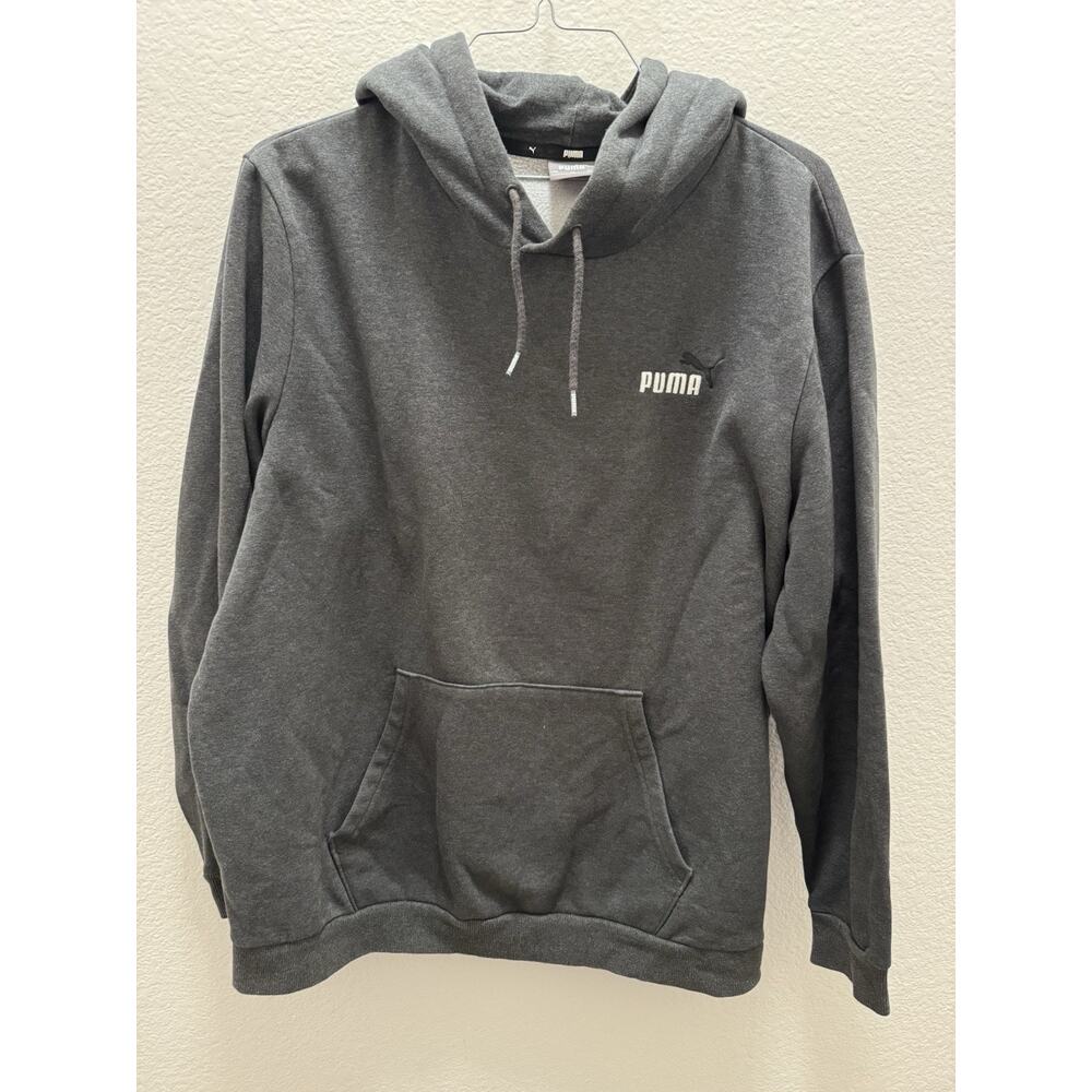 PUMA Gray Fleece Pullover Hoodie Men's Long Sleeve XXL Hooded Sweatshirt
